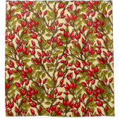 Rose Hüften, rot, grün, gelb Duschvorhang (Vorderseite)