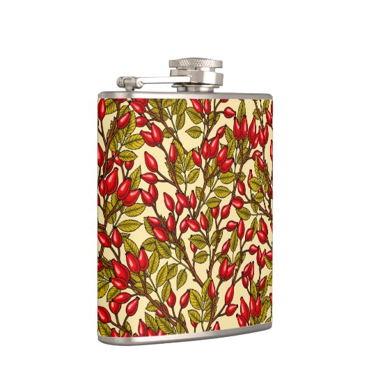 Rose Hüften, rot, grün, gelb Flachmann (Rechts)