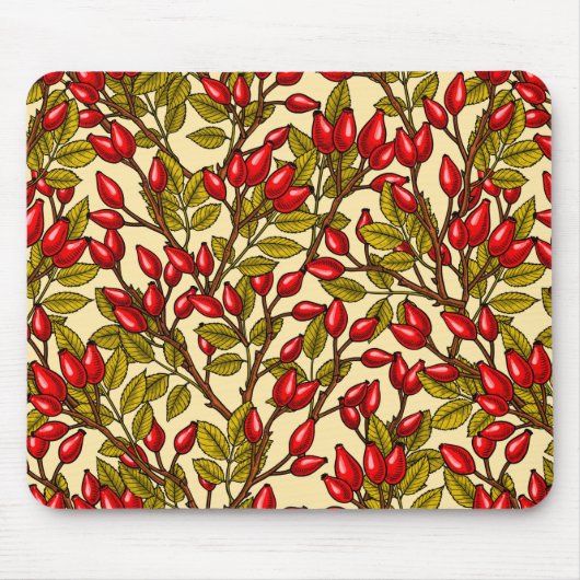 Rose Hüften, rot, grün, gelb Mousepad (Vorne)