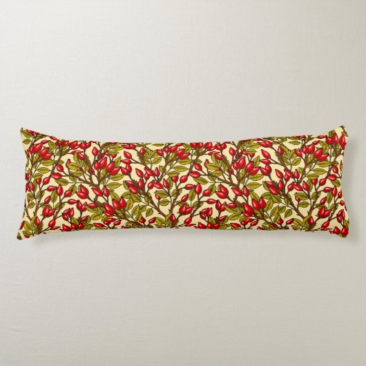 Rose Hüften, rot, grün, gelb Seitenschläferkissen (Vorderseite)