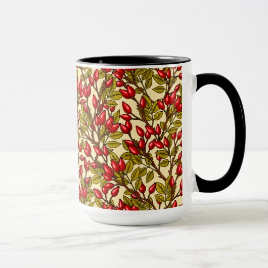 Rose Hüften, rot, grün, gelb Tasse (Rechts)