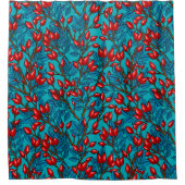 Rose Hüften, rot und blau Duschvorhang (Vorderseite)