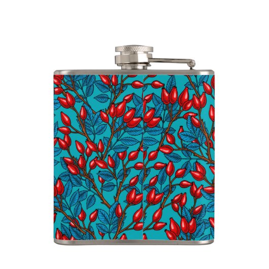 Rose Hüften, rot und blau Flachmann (Rückseite)