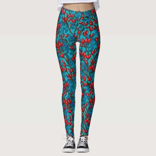 Rose Hüften, rot und blau Leggings (Vorderseite)