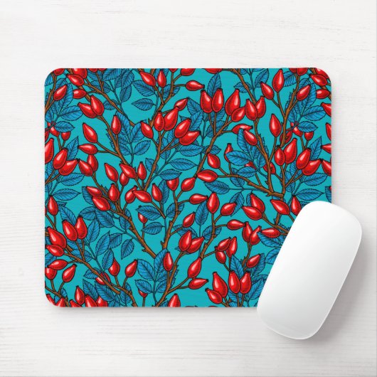 Rose Hüften, rot und blau Mousepad (Mit Mouse)
