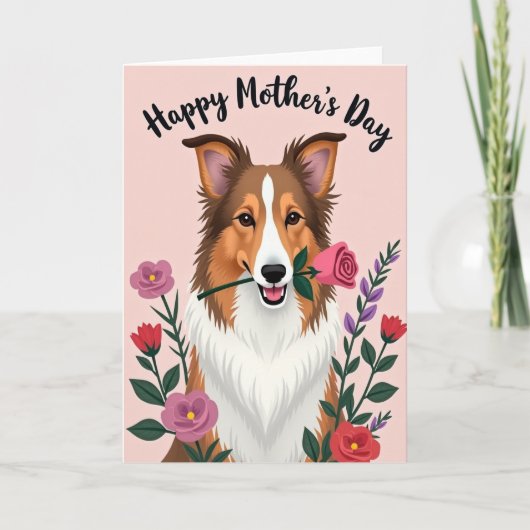 Rose-Hund-Muttertags-Grußkarte Karte (Vorderseite)