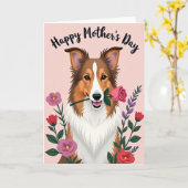 Rose-Hund-Muttertags-Grußkarte Karte (Gelbe Blume)