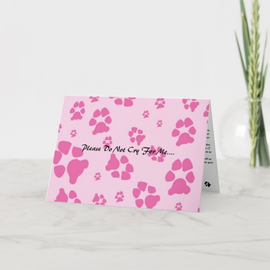 Rose-Hund-Pfote-, bitte nicht weinen ... Karte (Vorderseite)