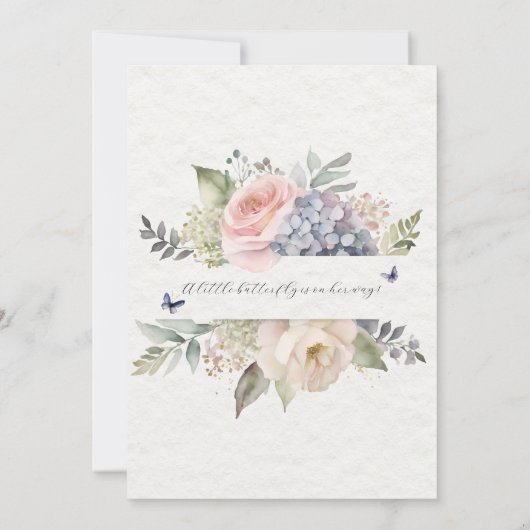 Rose Hütte Garden Bouquet Pink Baby Girl Einladung (Rückseite)