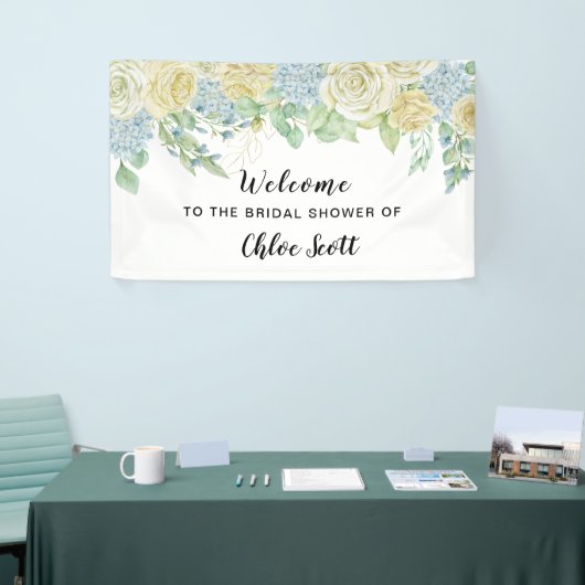 Rose Hydrangea Floral Brautparty Willkommen Banner (Messeveranstaltung)