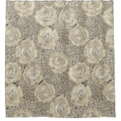 rose hydrangea floral cream tea leather duschvorhang (Vorderseite)