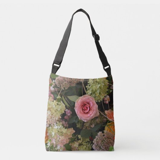 Rose Hydrangea Floral Tragetaschen Mit Langen Trägern (Vorderseite)