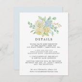 Rose Hydrangea Floral Wedding Gastdetails Begleitkarte (Vorne/Hinten)