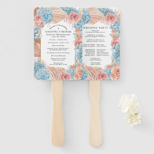 Rose Hydrangea Hochzeitsprogramm Handfan Fächer
