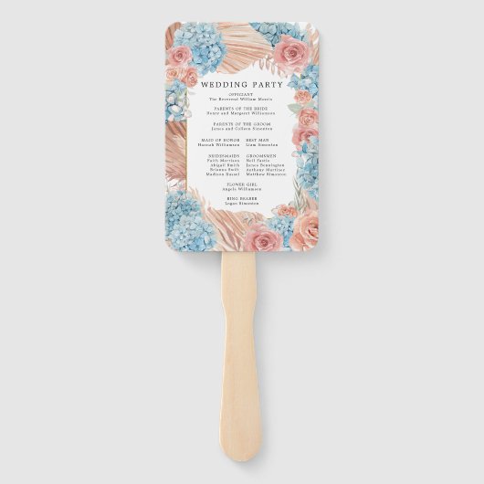 Rose Hydrangea Hochzeitsprogramm Handfan Fächer (Rückseite)