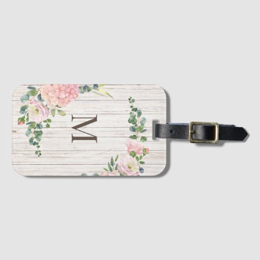Rose Hydrangea und Eukalyptus aus Holz Gepäckanhänger (Vorderseite (Horizontal))