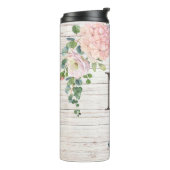 Rose Hydrangea und Eukalyptus aus Holz Thermosbecher (Nach links gedreht)