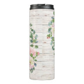 Rose Hydrangea und Eukalyptus aus Holz Thermosbecher (Rückseite)