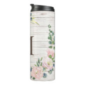 Rose Hydrangea und Eukalyptus aus Holz Thermosbecher (Nach rechts gedreht)