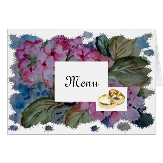 Rose Hydrangeas - Hochzeitsmenü (Vorderseite (Horizontal))
