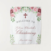 Rose im Aquarellgarten - Begrüßungszeichen Wandteppich (Vorderseite)