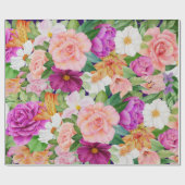 Rose im Blumengarten Wasserfarben Cosmos Geschenkpapier (Flach)