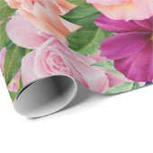 Rose im Blumengarten Wasserfarben Cosmos Geschenkpapier (Rolleneckpunkt)