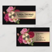 Rose im Blumenstil - Visitenkarte aus Metall (Vorne/Hinten)