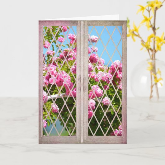 Rose im Fenster Karte (Gelbe Blume)