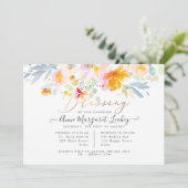 Rose im Frühjahrsgarten Wasserfarbe Segen Einladun Einladung (Stehend Vorderseite)