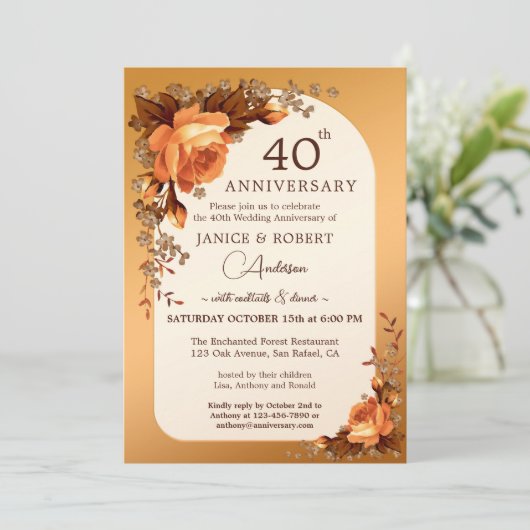 Rose im Herbst Einladung (Stehend Vorderseite)