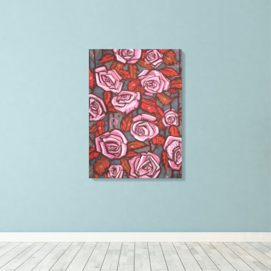 Rose im Herbst Kunst im Blumengarten Rustikale Blu Leinwanddruck (Insitu (Holzboden))