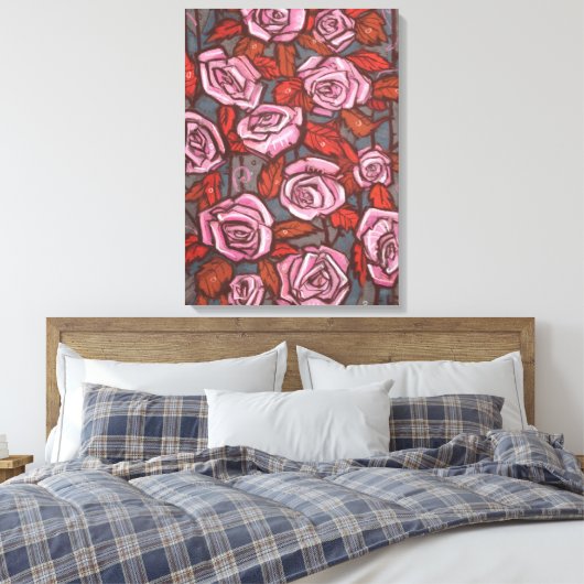 Rose im Herbst Kunst im Blumengarten Rustikale Blu Leinwanddruck (Insitu (Schlafzimmer))