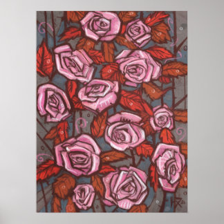 Rose im Herbst Kunst im Blumengarten Rustikale Blu Poster