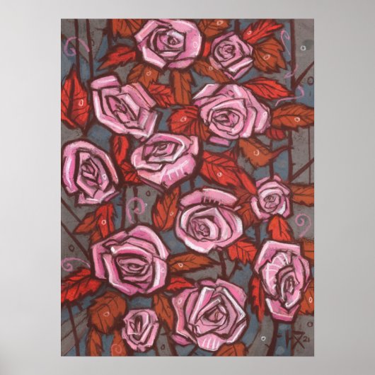 Rose im Herbst Kunst im Blumengarten Rustikale Blu Poster (Vorne)