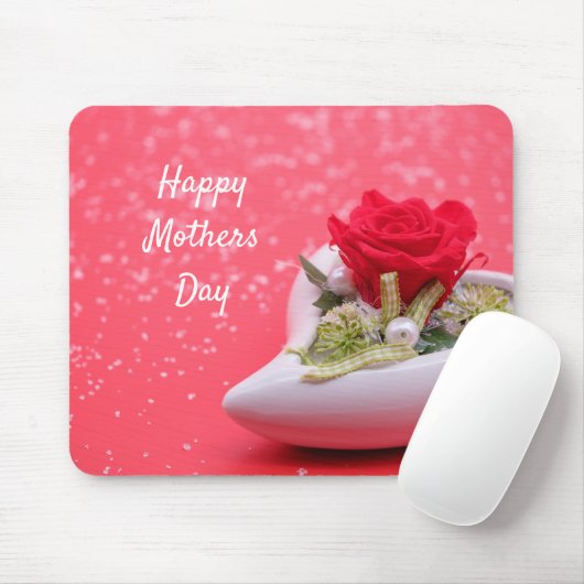 Rose im Herzen "Muttertag" Design Mousepad (Mit Mouse)