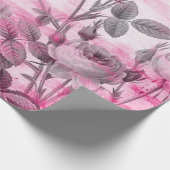 Rose im Hintergrund in Hot Pink | Floral Geschenkpapier (Ecke)