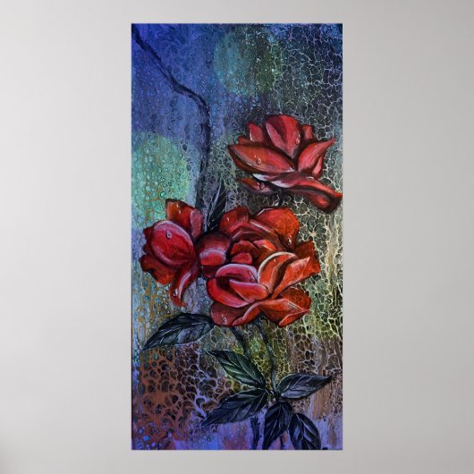 Rose im Regendruck Poster (Vorne)