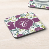 Rose im Retrostil lila und weiß Untersetzer (Linke Seite)