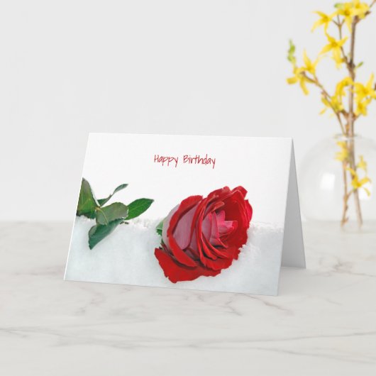 Rose im Schnee Geburtstag Karte (Gelbe Blume)