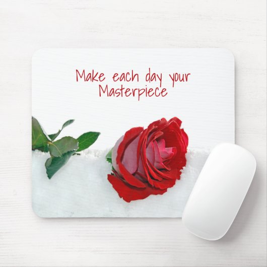 Rose im Schnee mit Zitat Mousepad (Mit Mouse)