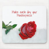 Rose im Schnee mit Zitat Mousepad (Vorne)