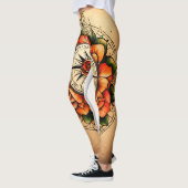 Rose im Tattoo-Stil Leggings (Links)