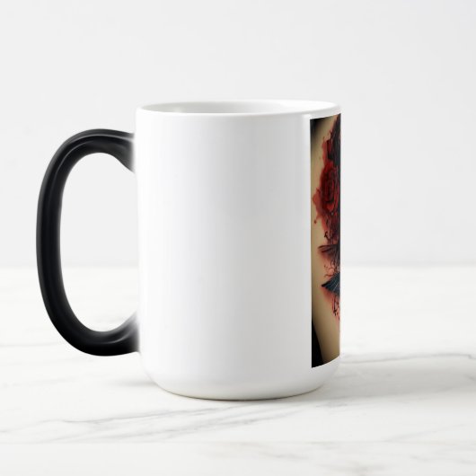 Rose im Tattoo-Stil Verwandlungstasse (Links)