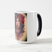 Rose im Tattoo-Stil Verwandlungstasse (VorderseiteRechts)