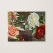 Rose im Vintagen Garten in einer Glasvase Puzzle (Horizontal)