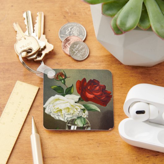 Rose im Vintagen Garten in einer Glasvase Schlüsselanhänger (Schreibtisch)