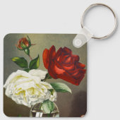 Rose im Vintagen Garten in einer Glasvase Schlüsselanhänger (Rückseite)