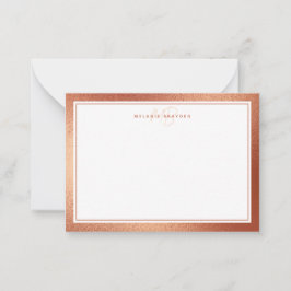 Rose Imitate Gold Fohlen Minimalistisch Monogramm  Mitteilungskarte