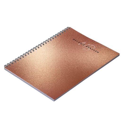 Rose Imitate Gold Fohlen Minimalistisch zwei Monog Notizblock (Linke Seite)